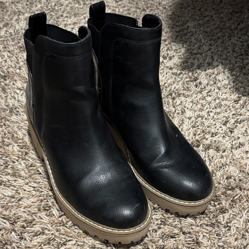 Dolce Vita Black Ankle Booties with Tan Sole